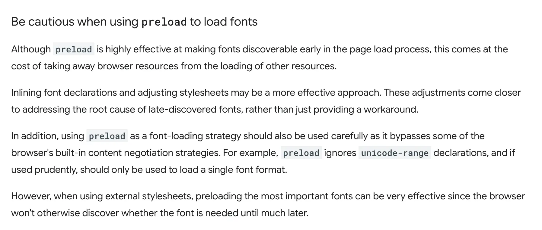 Google dev docs discussing preload